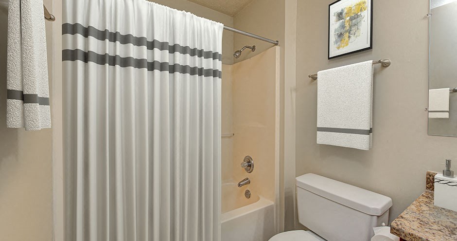 a bathroom with a shower and a toilet and a sink