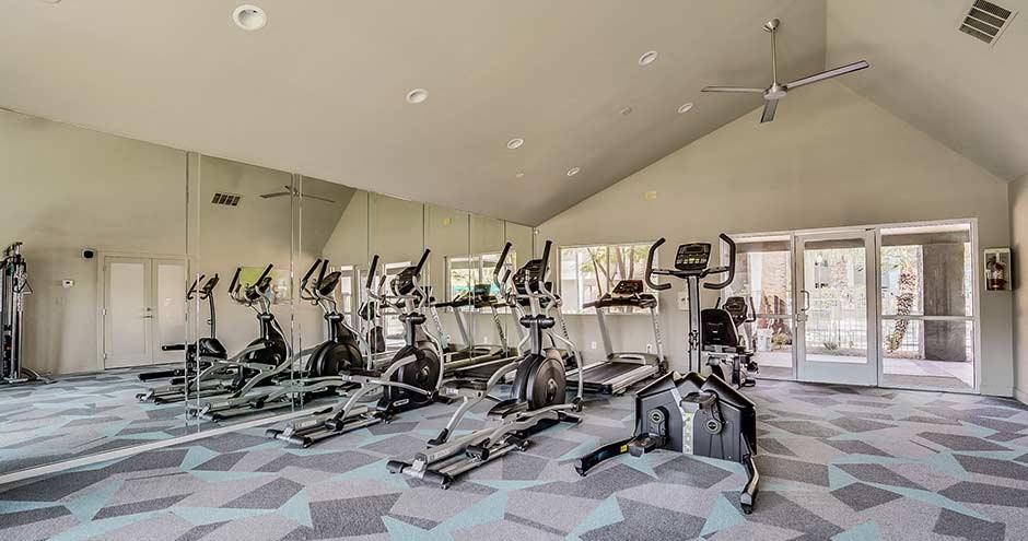 a gym with a bunch of exercise machines