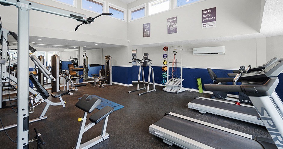 a well equipped gym with treadmills and other exercise equipment