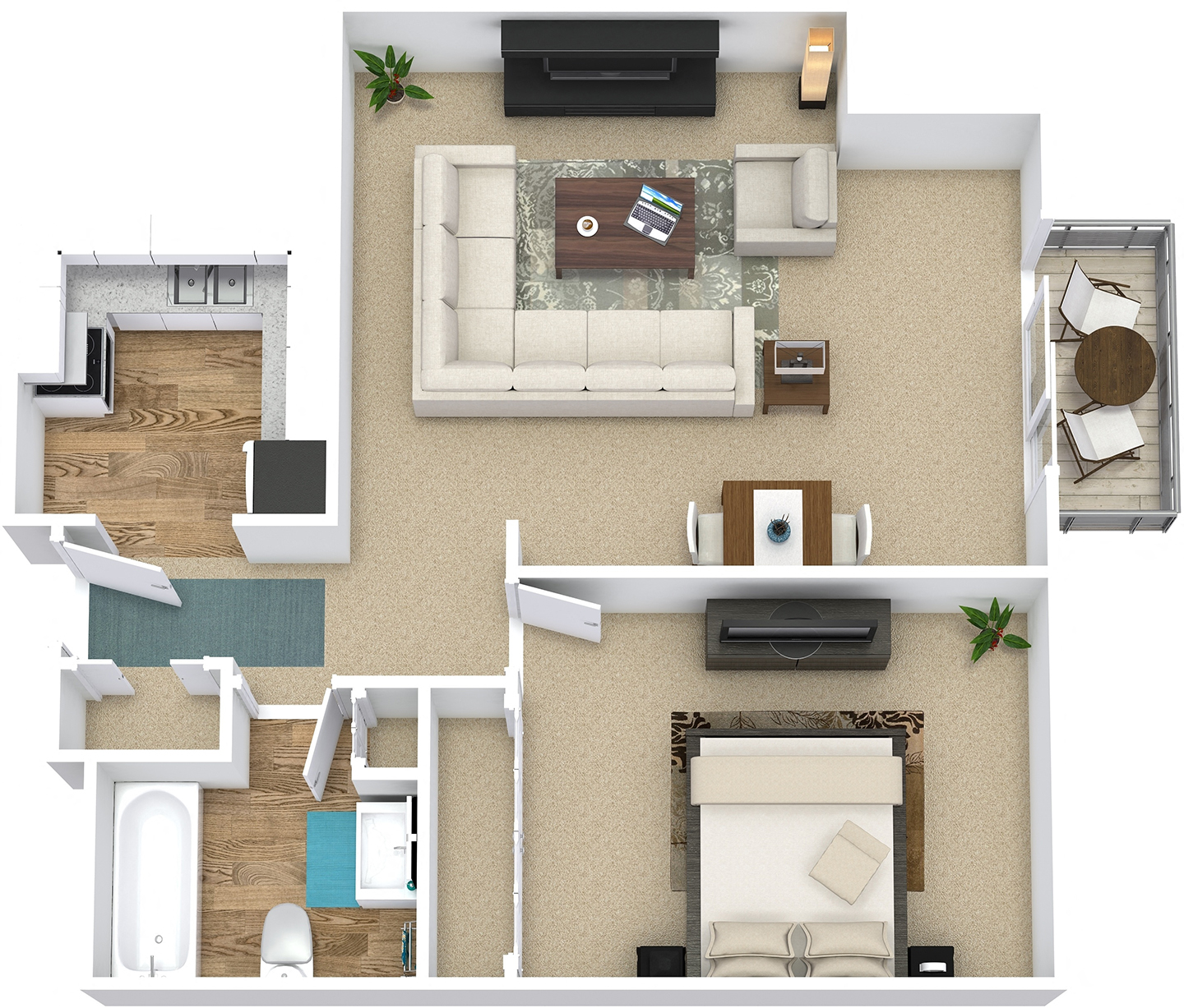 A1 - Pine | 1 bed | 1 bath | 670 sq. ft.