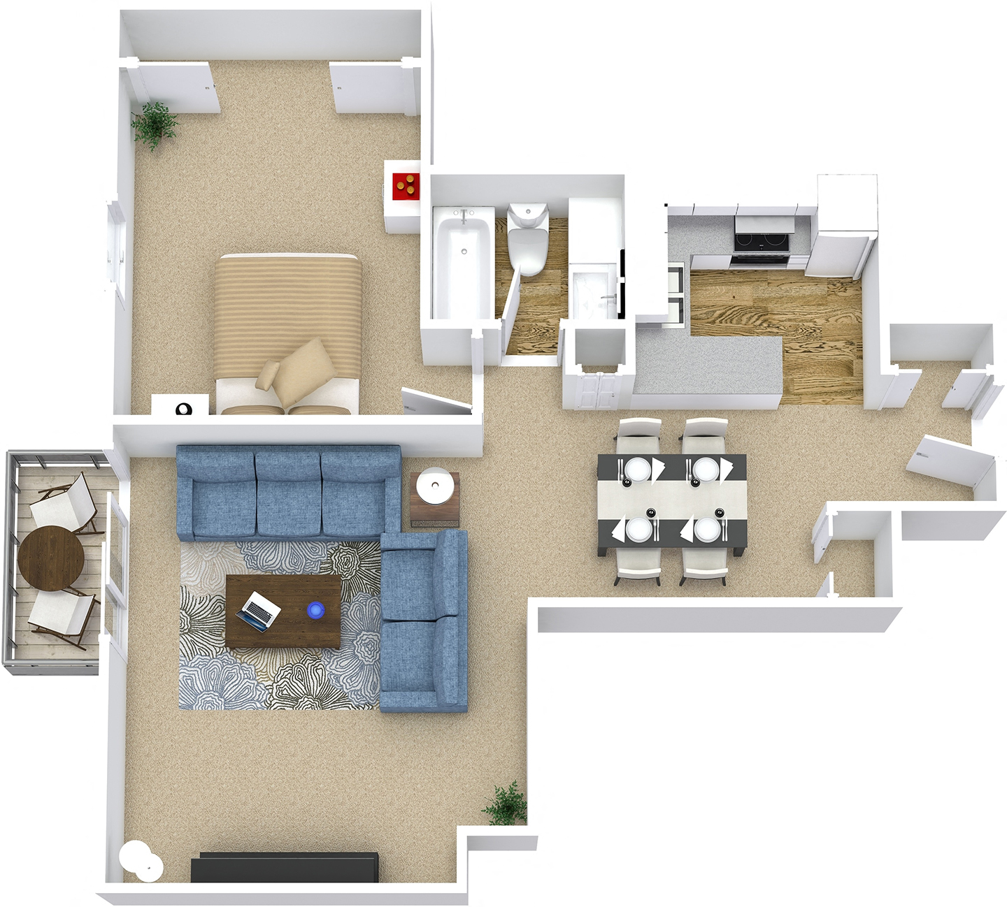 A4 - Hickory | 1 bed | 1 bath | 749 sq. ft.