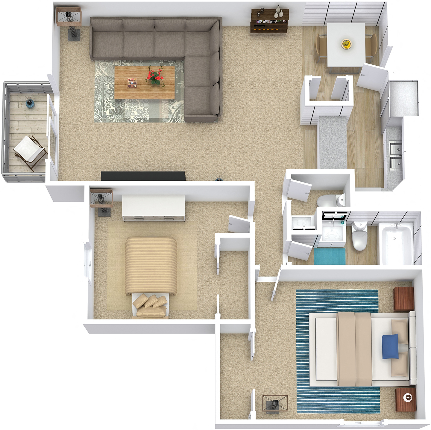 B2 - Cottonwood | 2 bath | 1.5 bath | 870 sq. ft.