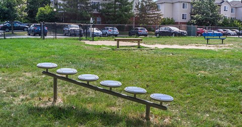 a group of benches in a park