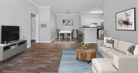 a living room with a couch and a coffee table