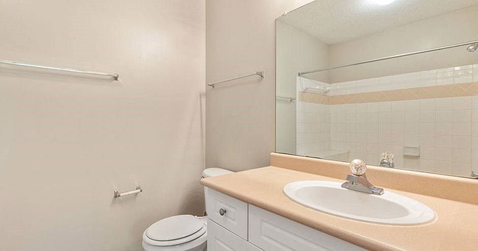 a bathroom with a sink toilet and a mirror