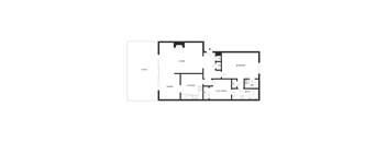 A floor plan of a house with a living room, dining room, kitchen, flex space, bedroom, and bathroom.