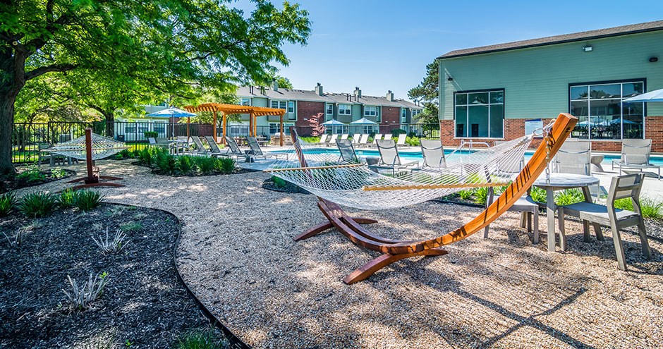 our hammocks are available for residents to relax in our yard