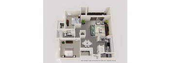 2 Bedroom 1 Bathroom Floor Plan at The Stratford, Atlanta, GA
