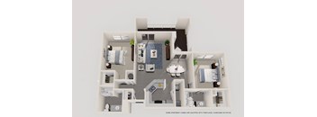 2 Bedroom 2 Bathroom Floor Plan at The Stratford, Atlanta, 30342