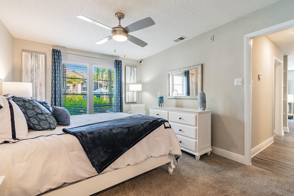 Bedroom With Ceiling Fan at Enclave on East, Largo, FL, 33771