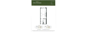 A floor plan for a one bedroom apartment at Willow Park.
