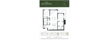 A floor plan for a 2 bedroom, 2 bathroom apartment at Willow Park.
