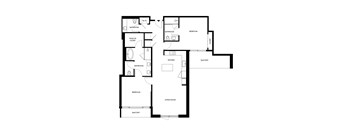 A black and white image of a house floor plan.