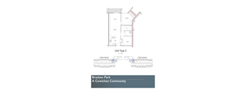 2d floorplan of a 2 bedroom, 1 bathroom unit