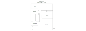 A floor plan of a Timbercrest 2 Bedroom, 1 Bath property.