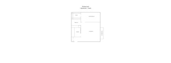 A floor plan for a one bedroom apartment with a bath.