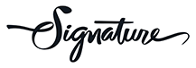 The image displays the word "Signature" in a cursive, elegant font.