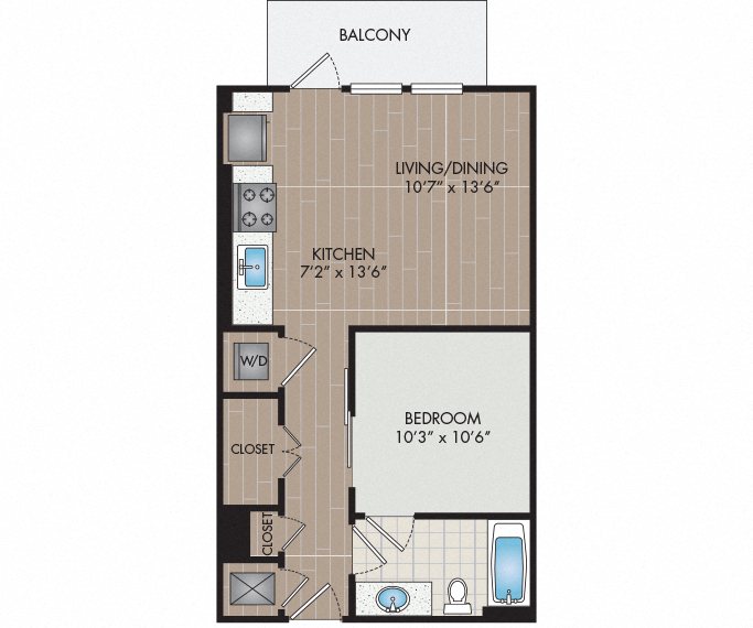 Strata Apartments - Dallas, TX - A1 floor plan 573 Sq Ft