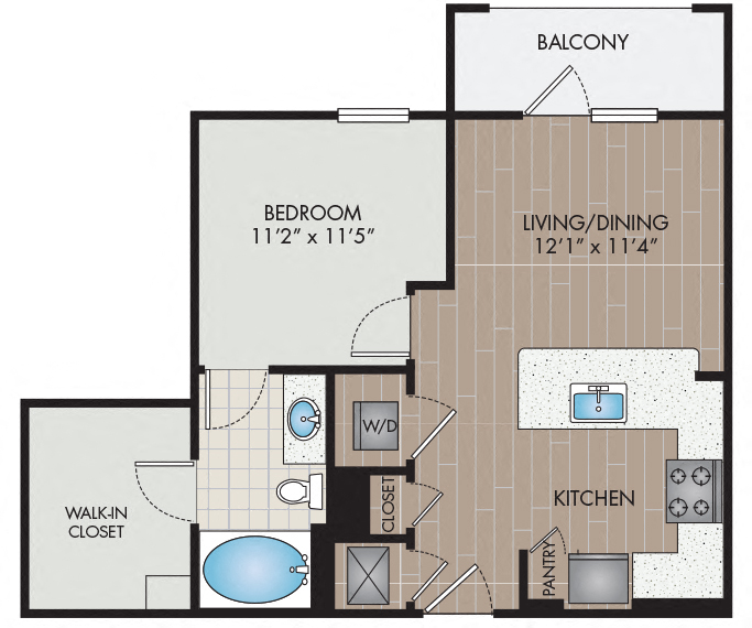 Strata Apartments - Dallas, TX - A2 floor plan 620 Sq Ft