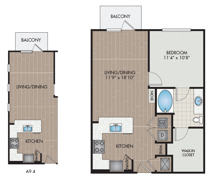 Strata Apartments - Dallas, TX - A9 floor plan 729 Sq Ft