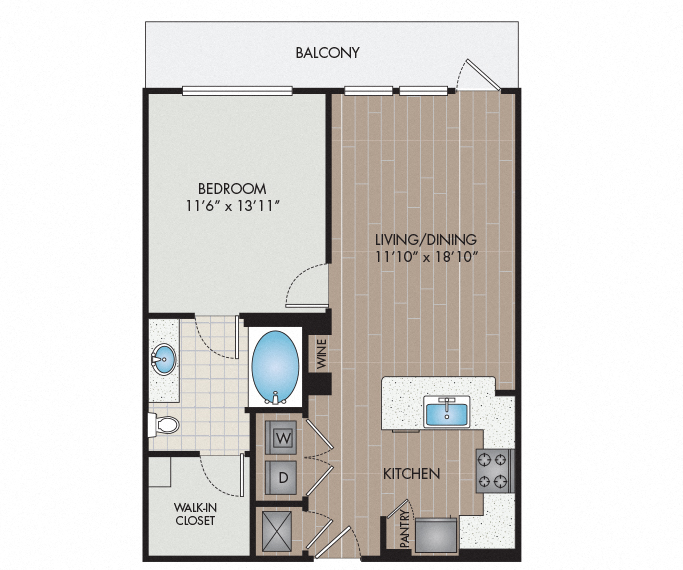 Strata Apartments - Dallas, TX - A10 floor plan 735 Sq Ft