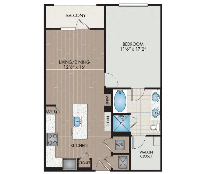 Strata Apartments - Dallas, TX - A15 floor plan 820 Sq Ft