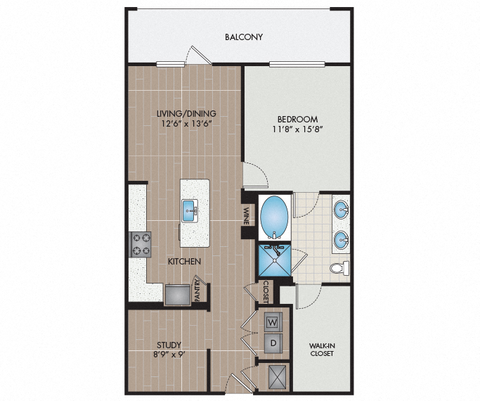 Strata Apartments - Dallas, TX - A18 floor plan 910 Sq Ft