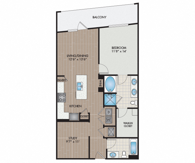 Strata Apartments - Dallas, TX - A21 floor plan 1001 Sq Ft
