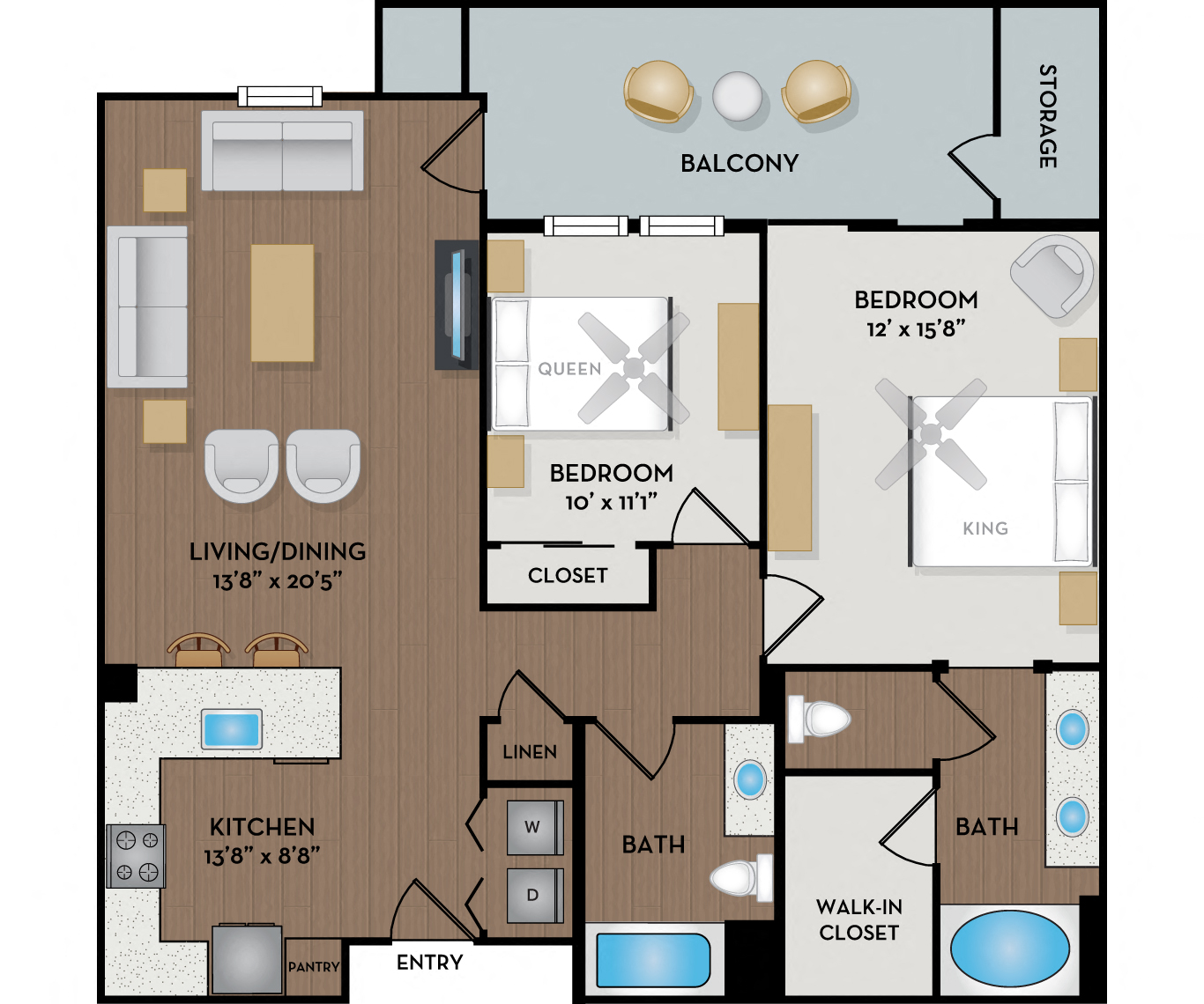 Mira Bella - San Diego, CA - Prato floor plan A 1059 Sq Ft