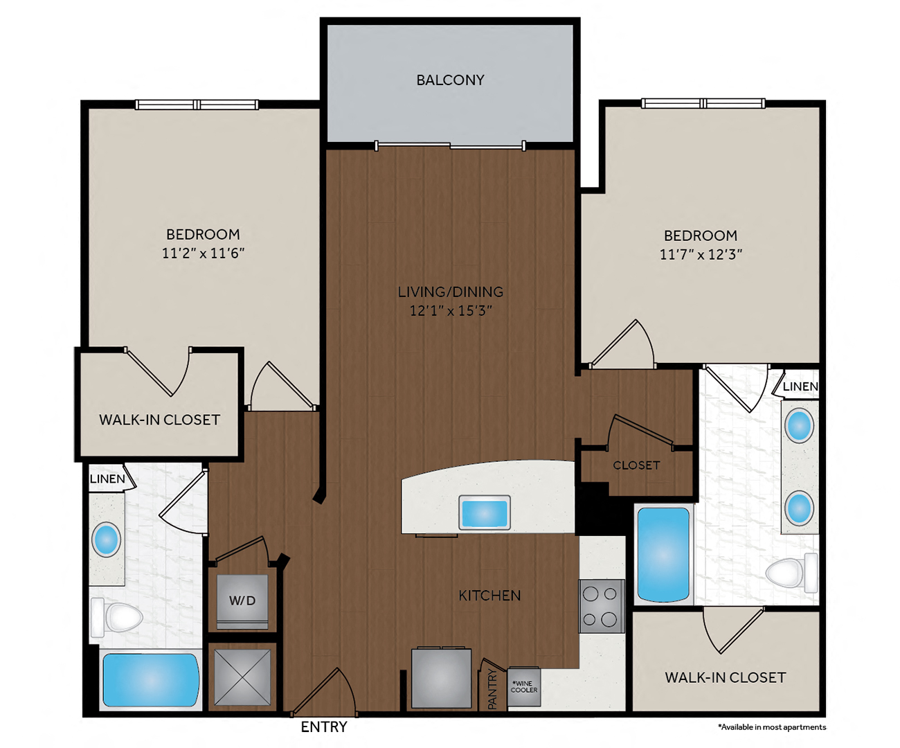 The Encore SouthPark - Charlotte, NC - Handel Floor Plan 1068-1072 Sq Ft