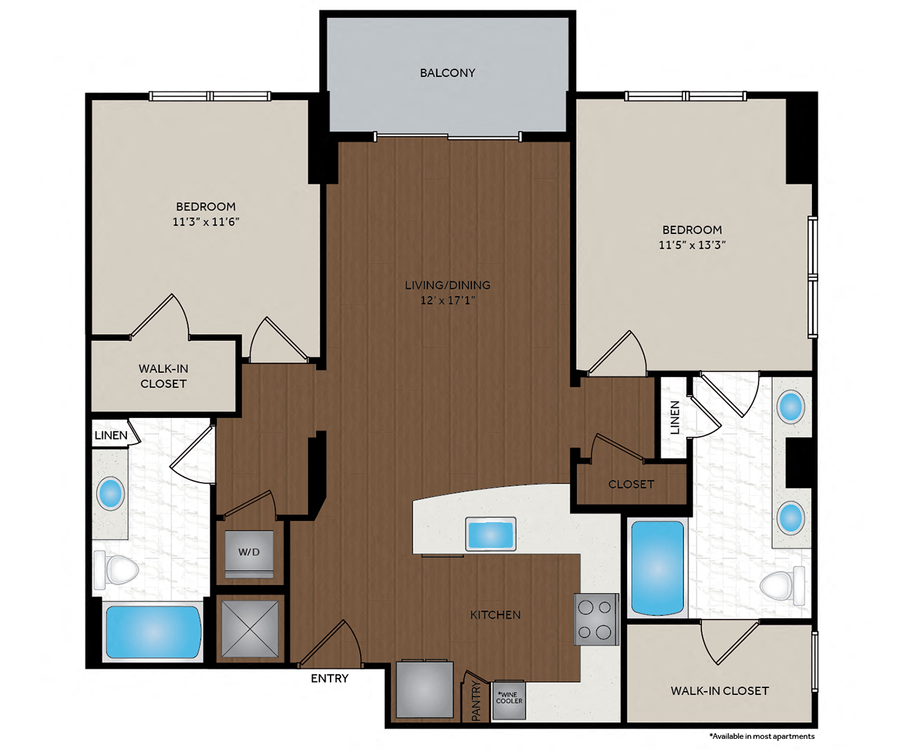 The Encore SouthPark - Charlotte, NC - Hayden Floor Plan 1076-1096 Sq Ft
