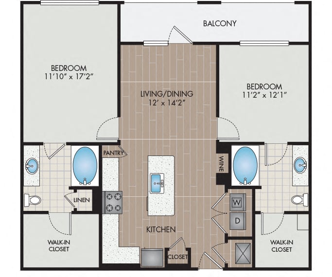 Strata Apartments - Dallas, TX - B1 floor plan 1081 Sq Ft