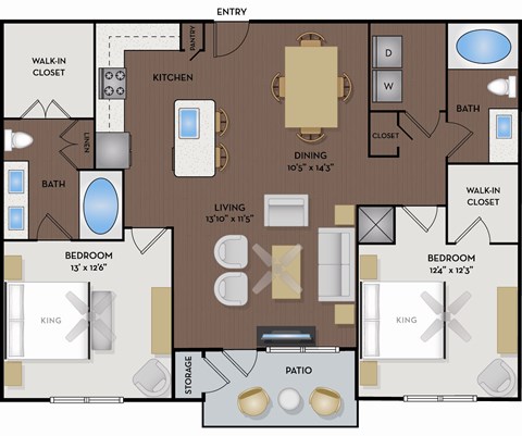 2125 Yale Apartments - Houston, TX - The Rutland I floor plan