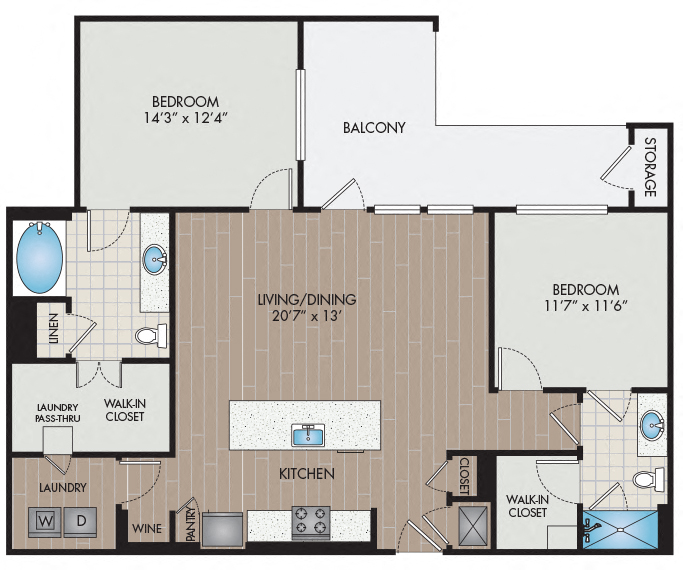 Strata Apartments - Dallas, TX - B4 floor plan 1199 Sq Ft