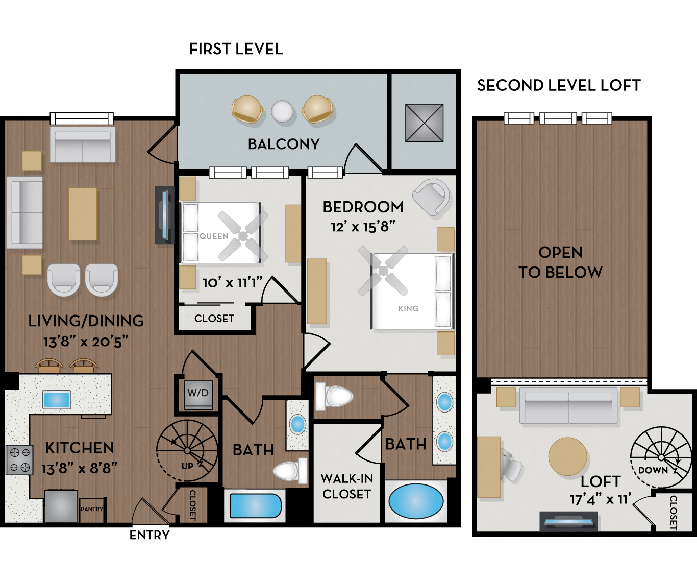 Mira Bella - San Diego, CA - Lago Loft floor plan 1261 Sq Ft