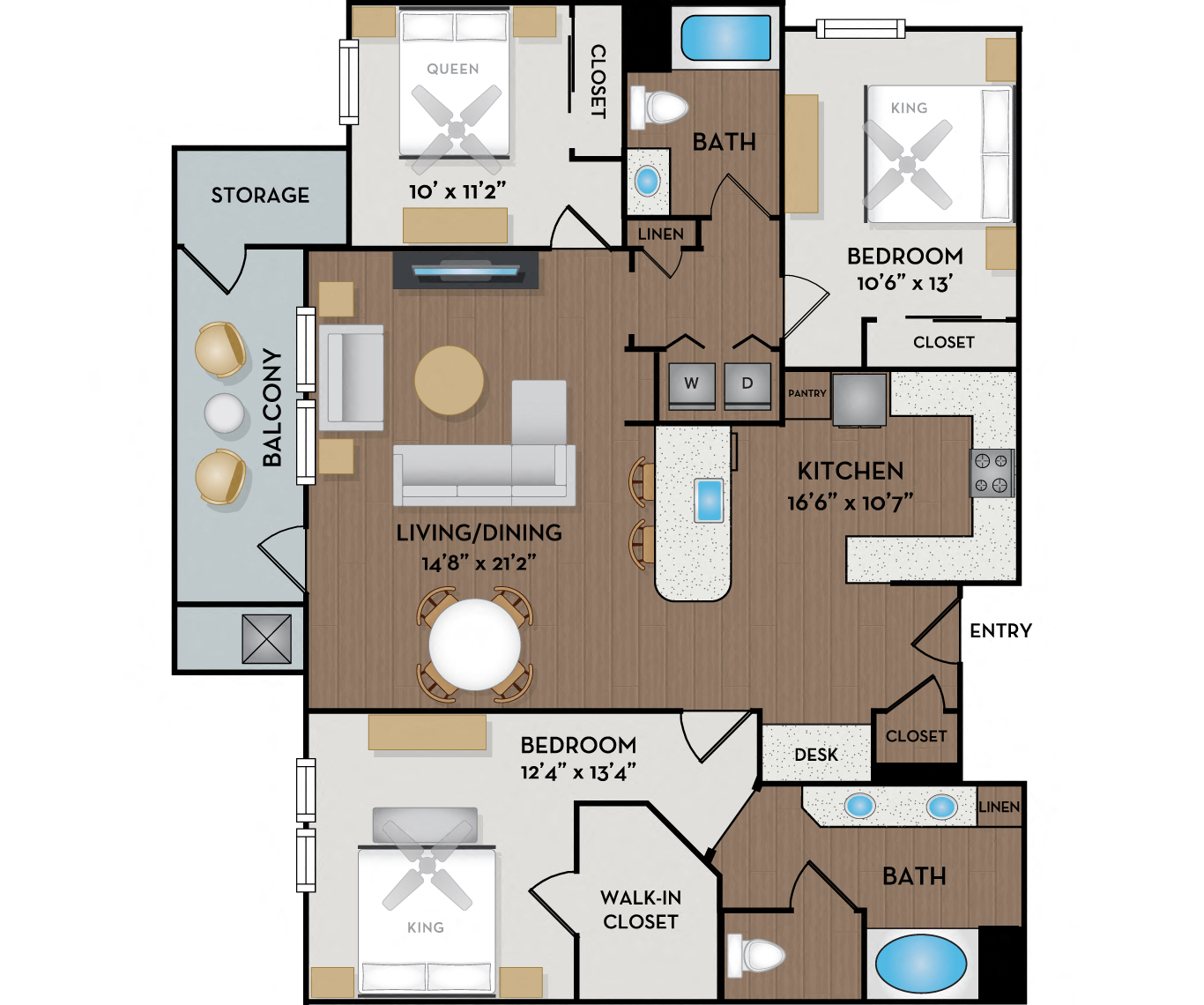 Mira Bella - San Diego, CA - Giardino floor plan 1453 Sq Ft