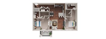 A dollhouse living room with furniture and decorations.