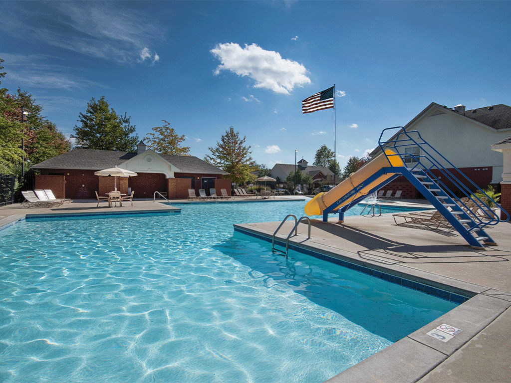 our apartments have a resort style pool with a slide