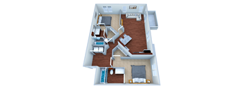 a 3d drawing of our 1 bedroom apartment at princeton court apartments in dallas,