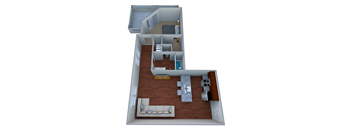 a floor plan of a one bedroom apartment with a bathroom and a balcony