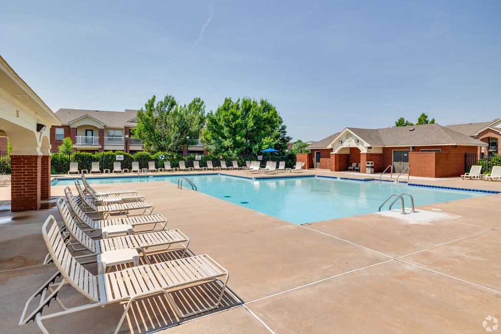 our apartments have a resort style pool with lounge chairs