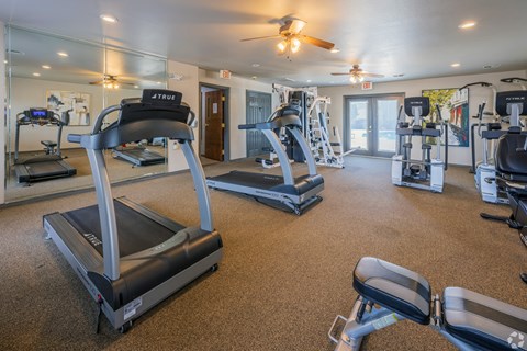 a gym with treadmills and other exercise equipment at the enclave at woodbury