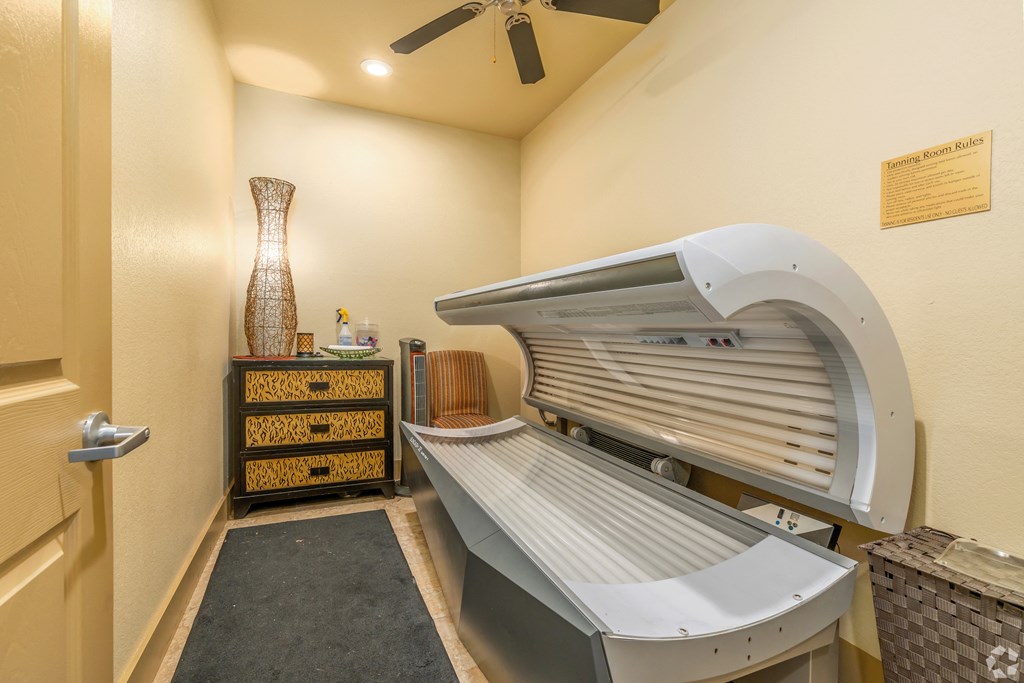 a tanning bed in a room