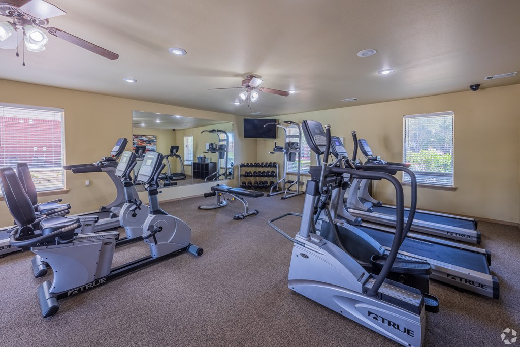 the gym with treadmills and other exercise equipment at 1861 muleshoe road