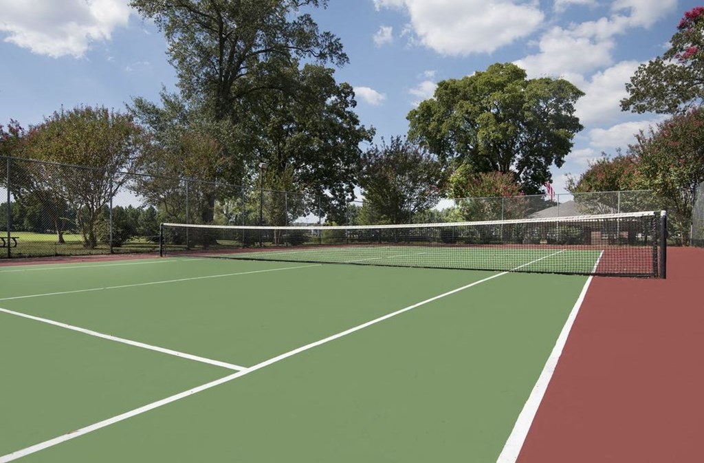 a tennis court with a net on it