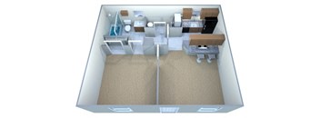 a floor plan of a house with a bedroom and a living room