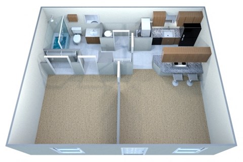 a floor plan of a house with a bedroom and a living room