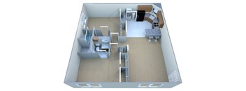 a floor plan of a house with a bedroom and a living room