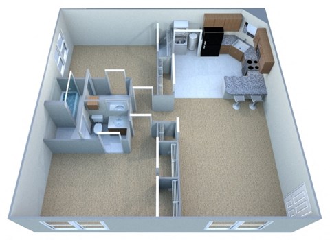 a floor plan of a house with a bedroom and a living room