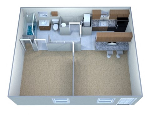 a floor plan of a house with a bedroom and a living room